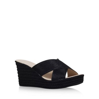 Carvela Comfort Black 'Sabrina' high heel wedge sandals